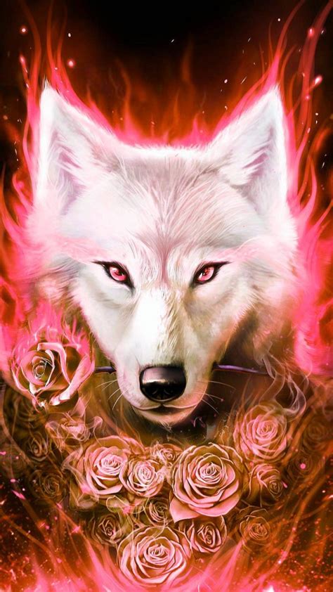 Download this wallpaper with hd and different resolutions Wolf and roses iPhone Wallpaper - iPhone Wallpapers ...