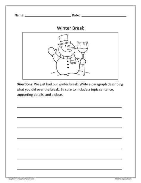 Free Winter Break Writing Prompt Archives Why So Special Writing