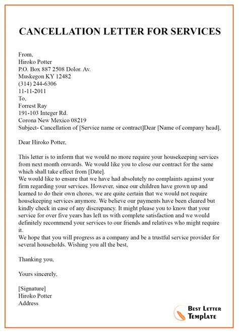 10 Cancellation Letter Template Format Sample And Example 2022