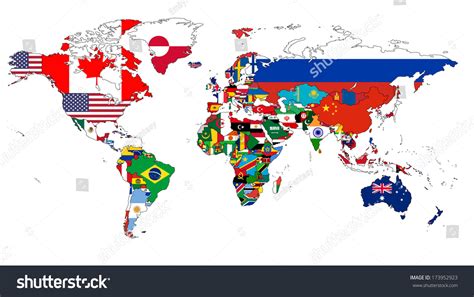 World Flag Map Without A Background Stock Vector Illustration