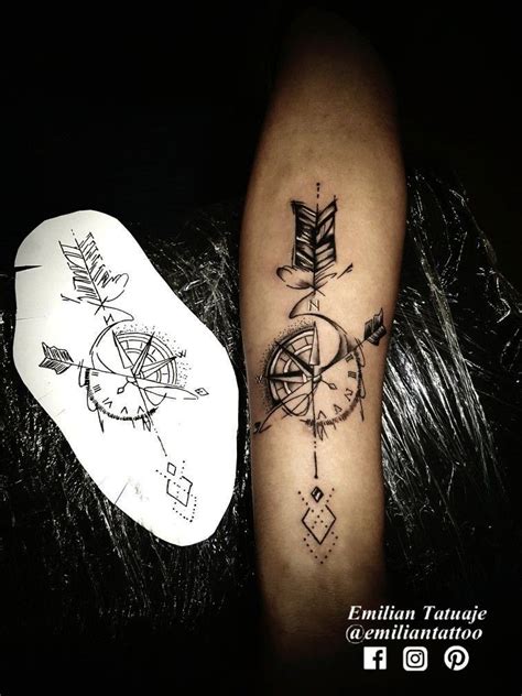 Arrow Compass Tattoo Watercolor Viraltattoo