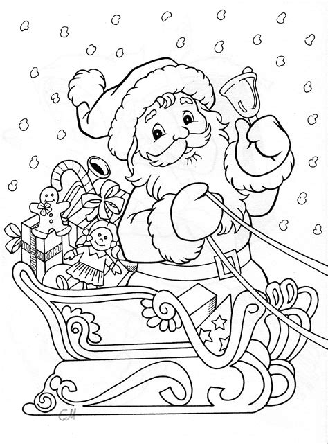 Père Noel Et Son Traineaux Santa Coloring Pages Printable Christmas