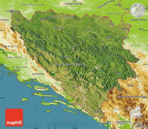 Satellite Map Of Bosnia And Herzegovina Physical Outside Satellite Sea