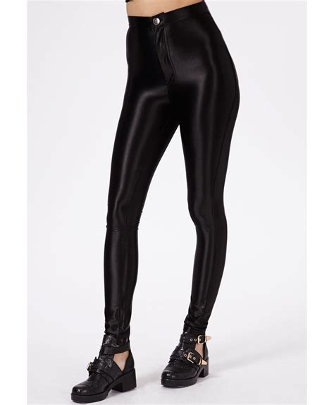 Missguided Kadira Premium Shiny Disco Pants In Black Lyst