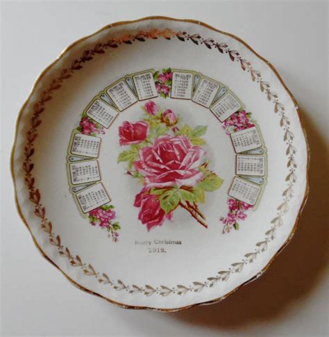 Antique Calendar Plate Carnation Mcnichol Merry Christmas 1912