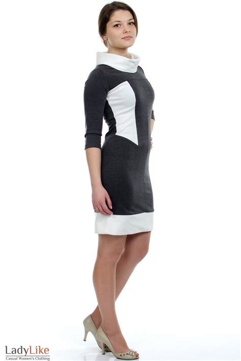 Платье серое с белым воротником — купить в интернет магазине Артикул 544g