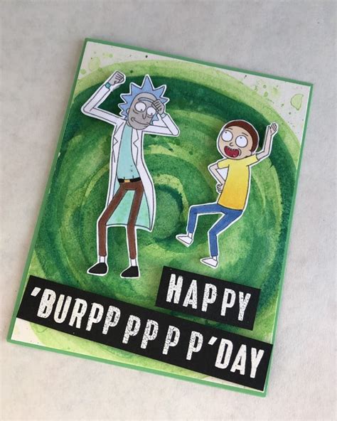 Rick and Morty Birthday Card Using Watercolors and Free Coloring Pages