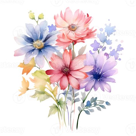 Watercolor Floral Bouquet Illustration Flowers Ai Generated 25727751 Png