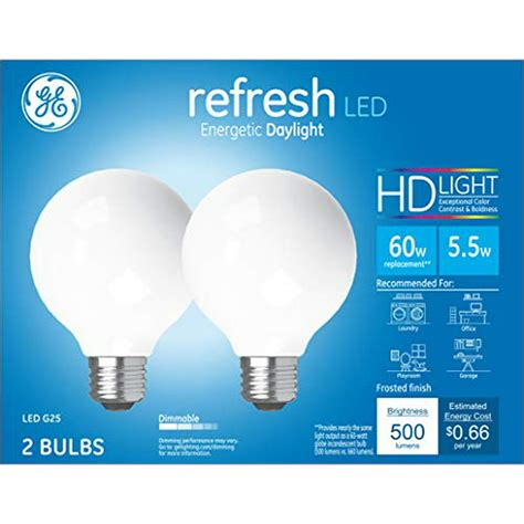 Ge Lighting 31709 Frosted Finish Light Bulb Refresh Hd Dimmable Led G25