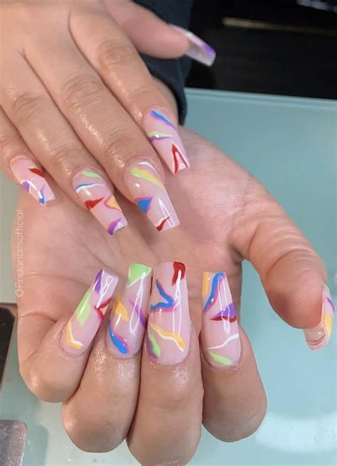 Wavy Design Strip Nails Abstract Nail Design Press On Etsy In