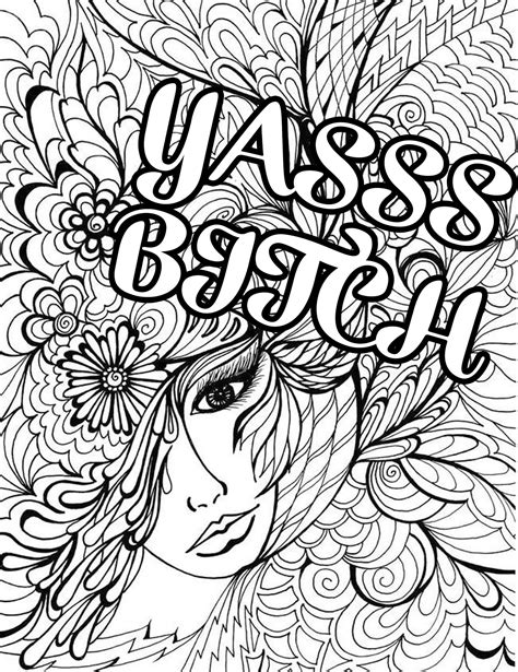 Adult Coloring Book Pages Funny Quotes 10 Different Etsy