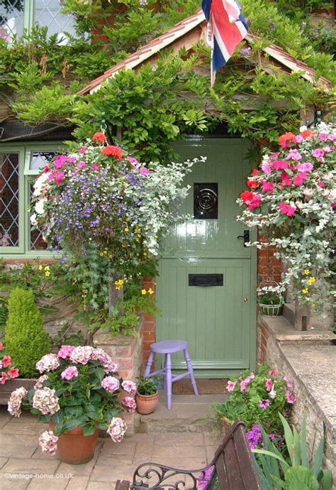 Flowers Galore Cottage Garden Green Front Doors English Country