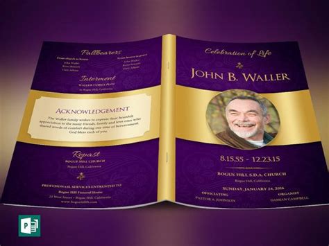 Regal Funeral Program Publisher Template Is Created In Microsoft