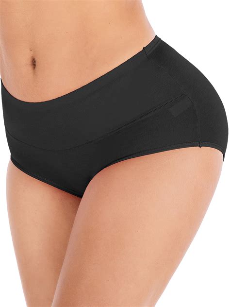 Sayfut 4 Pack For Women S Cotton Brief Panties High Waist Control Tummy Underwear Walmart