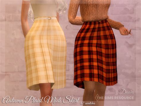 Autumn Plaid Midi Skirt By Dissia At Tsr Sims 4 Updates