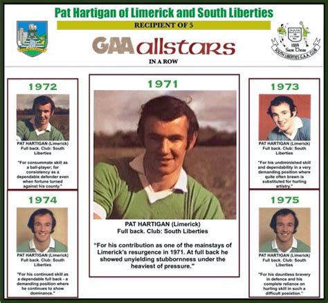 Pat Hartigan Limerick Hurlings Five In A Row Gaa All Star Award