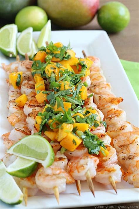 Grilled Shrimp Skewers With Mango Salsa Yummy Healthy Easy