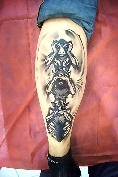 Monkey see no evil tattoos. Three wise monkeys: Hear no evil, see no evil, speak no ...