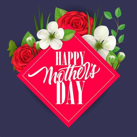 feliz día de la madre con letras de amor y flores tarjeta de felicitación del día de las madres