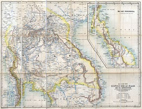 1888 Map Of Siam Thailand