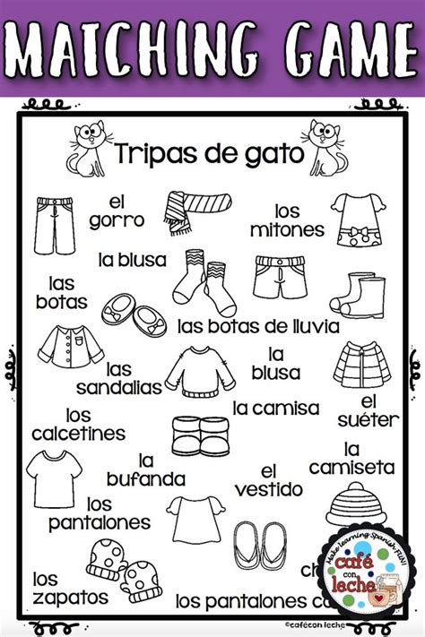 Spanish Clothes Matching Game - Tripas de Gato de la ropa | Language