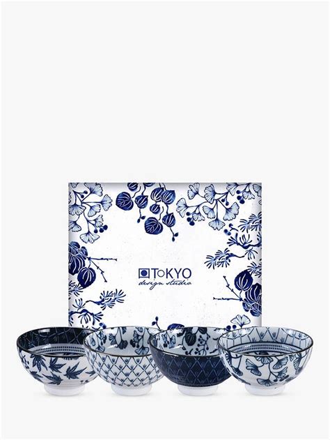 Tokyo Design Studio Bone China Bowls Set Of 4 12cm Bluewhite