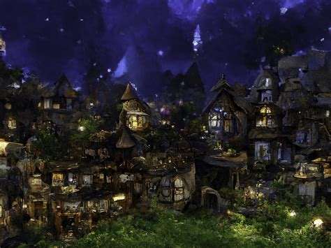 Artstation A Fairy Tale Village At Night