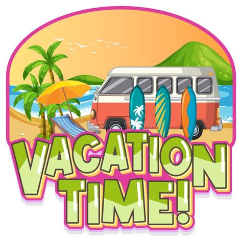 Summer Travel Vacation Logo Concept With Motorhome Stock Vector