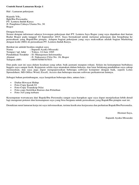 Apakah anda mencari contoh surat lamaran kerja di bank bri, mandiri, bni, bca ataupun bank syariah? Contoh Surat Lamaran Kerja Ms Word - Kumpulan Contoh Surat