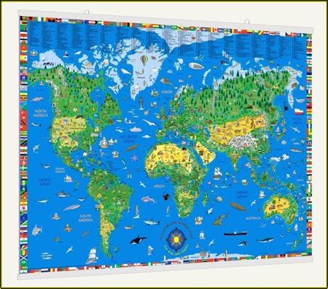 Giant World Political Laminated Wall Map Gwld Huge Gambaran