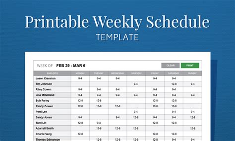 Free work schedule maker templates. Free Printable Weekly Work Schedule Template For Employee ...
