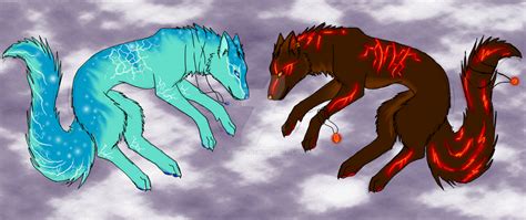 Water And Fire Wolf Adoptable Closed By Kaly4 On Deviantart