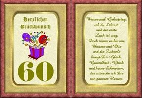 Mit schönen sprüchen zum 60. Grußkarte 60 Geburtstag
