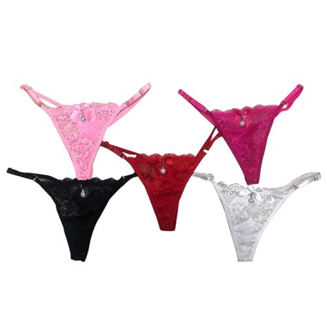 Monstermarketing Jade Women Sexy Lingerie Lace Panties Thongs Pearl Pendant Lace Embroidery G