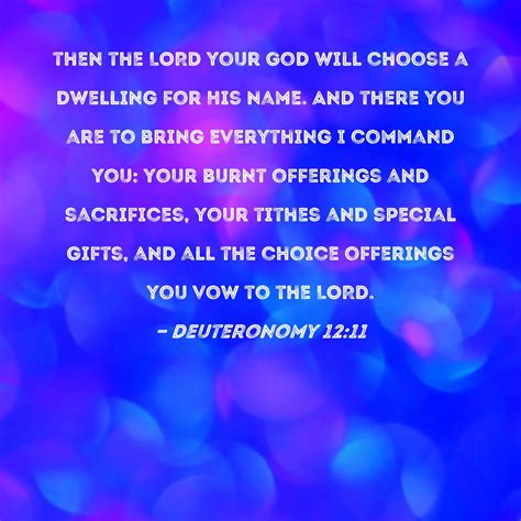 Deuteronomy 1211 Then The Lord Your God Will Choose A Dwelling For His