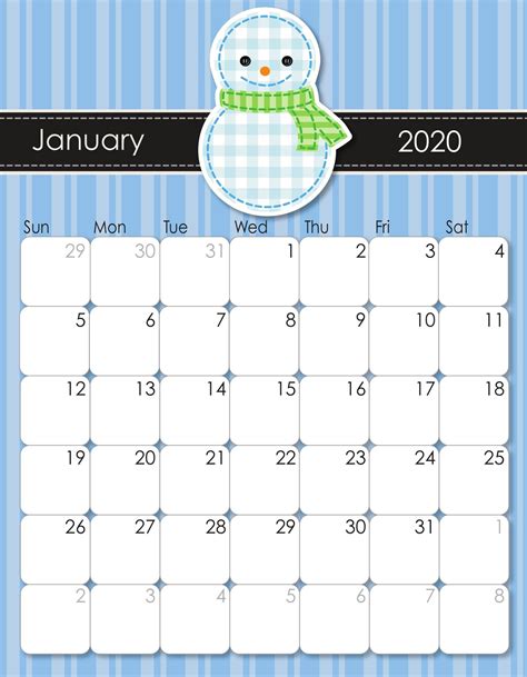 Cute January 2020 Calendar For Kids Kids Calendar January Calendar