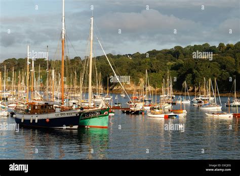 Traditional Boats Anchored In Bay Of Douarnenez Finistère Brittany