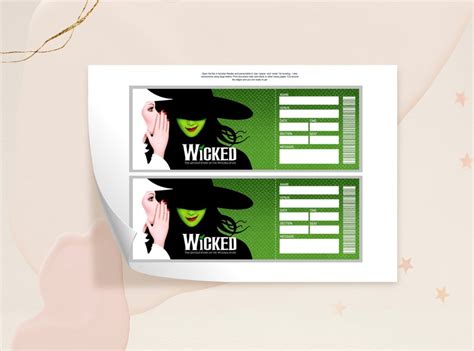 Printable Wicked Broadway Surprise Ticket Editable Musical Etsy