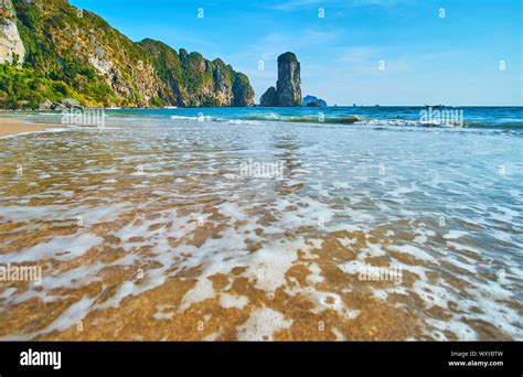 Enjoy The Gentle Tide Waves On Monkey Beach With A View On Ao Nang