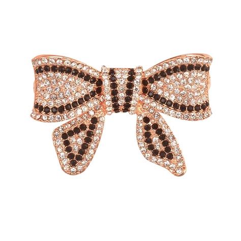 deshow new black color rhinestone bow brooches for women large bowknot brooch pin vintage