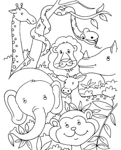 Many Jungle Animals Coloring Page Download Print Or Color Online For