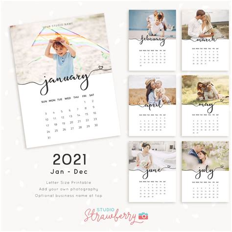 2021 Photo Calendar Template Calendar Printables Photo Calendar
