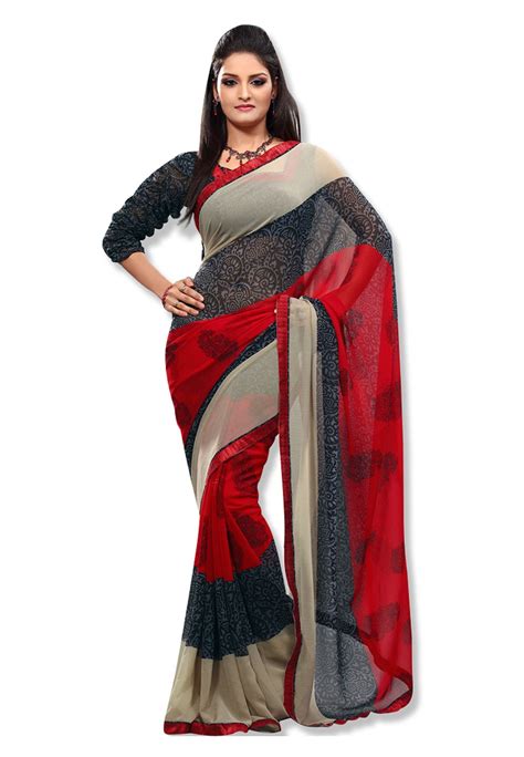 Digital Black And Red Printed Saree Fabdeal Features All The Timeless