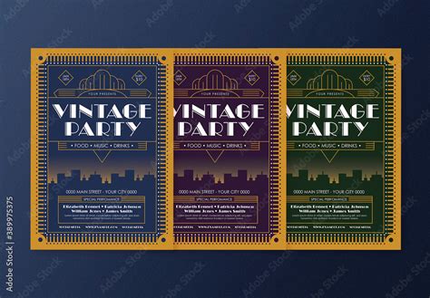 Multicolor Art Deco Party Flyer Layout Stock Template Adobe Stock