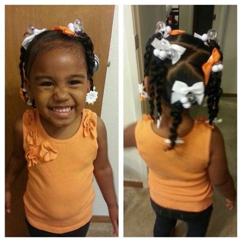 Here is a darling hairstyle perfect for when your little black girl is attending a special occasion such as a birthday. Orange and white. Mixed baby hairstyles | Miyah hair ...