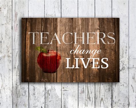 Teacher Art Print Teachers Change Lives Quote By Honeypeachstudio
