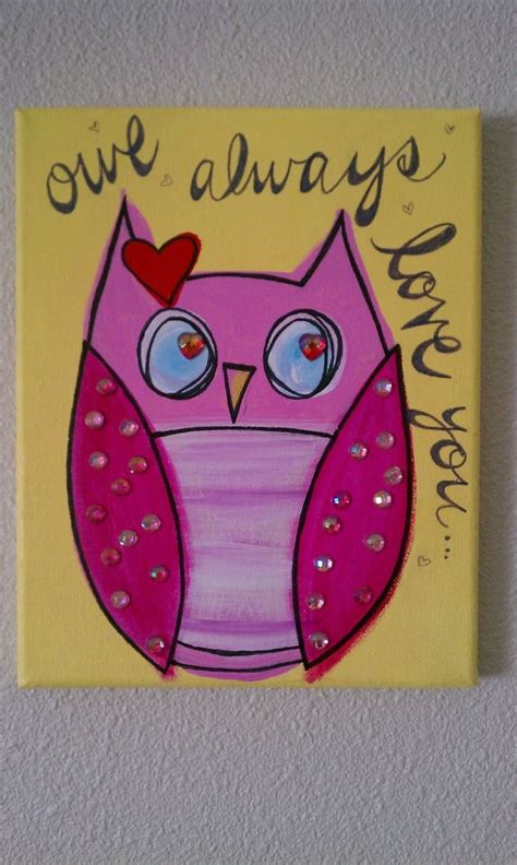 Cute Owl Canvas Paint Idea For Wall Decor Canvas Painting