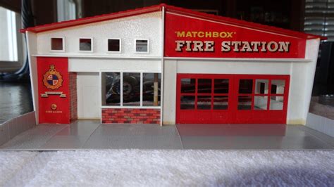 Vintage Matchbox Fire Station Building With Red Roof 1941427990