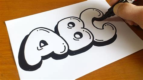Very Easy How To Draw Graffiti Bubble Letters Abc For Kids Youtube