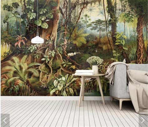 Vintage Tropical Rainforest Wallpaper Mural Wall Murals Decals 3d Wall